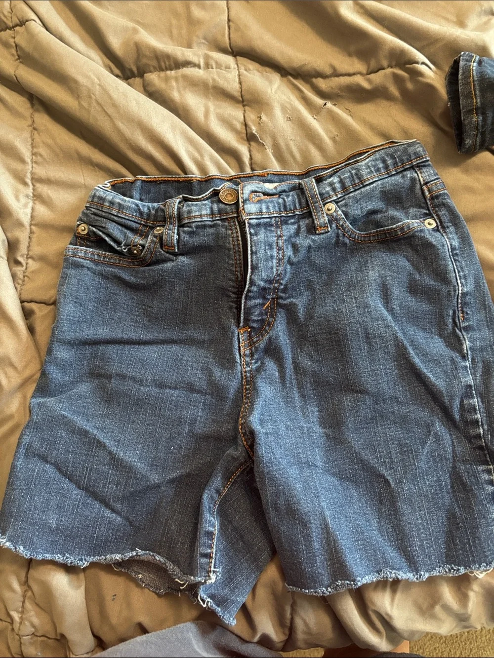 Levi's Blue Denim High-Waist Cutoff Shorts with Red Tab